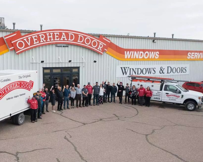 Overhead door team outside the yard image