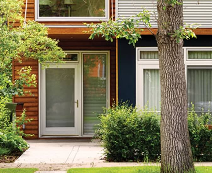 Front yard of house with door image